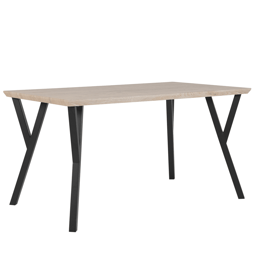 Beliani Jedálenský stôl 140 x 80 cm svetlé drevo s čiernym BRAVO